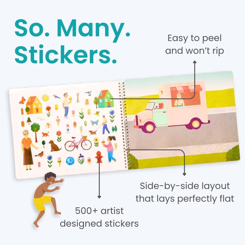 CUPKIN Sticker Book for Kids 2-4, 500+ Kids Stickers, Spending Time with Grandma 12 Coloring Pages, 12 Scenes, Fun Toddler Travel Activity Coloring and Sticker Books for Children Ages 4-8 + 8-10 - Image 2